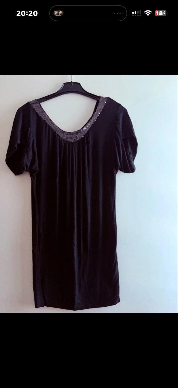 Zwarte tuniek met pailletten halslijn, Kleding | Dames, Blouses en Tunieken, Ophalen of Verzenden, Gedragen, Maat 38/40 (M), Zwart