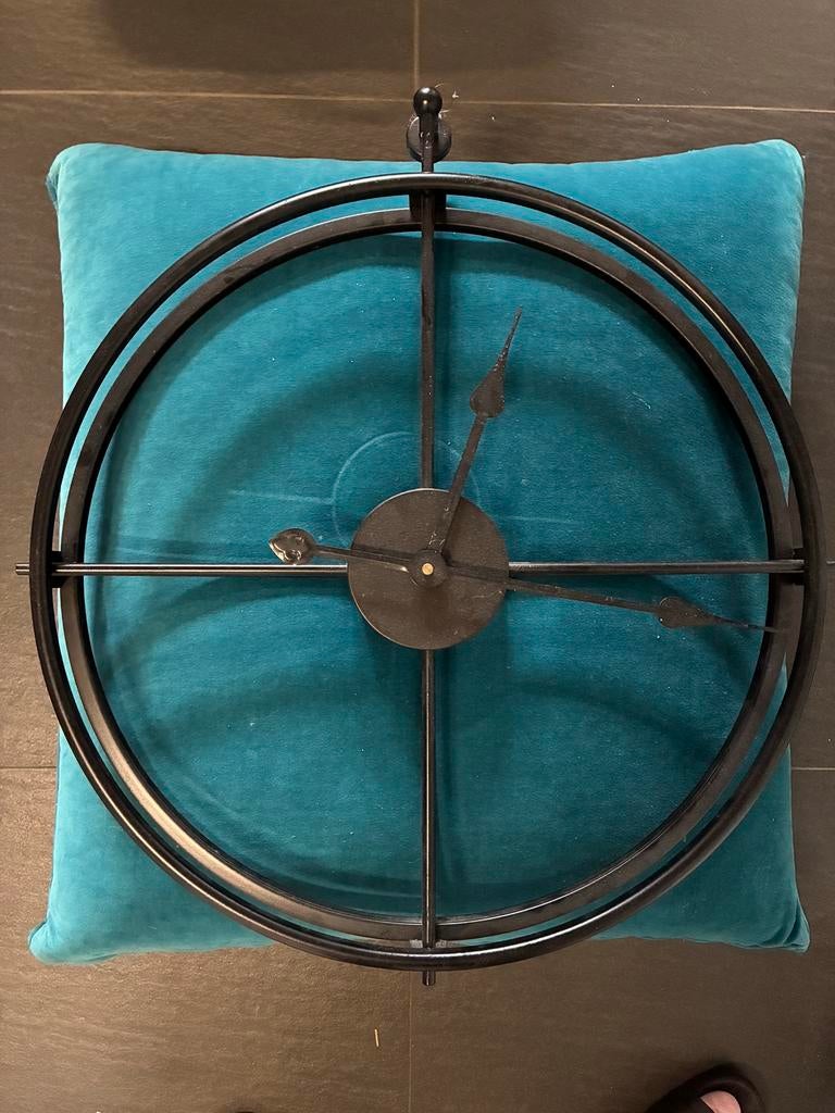 Klok zwart LW collection 50 cm, Ophalen of Verzenden, Gebruikt, Analoog, Wandklok