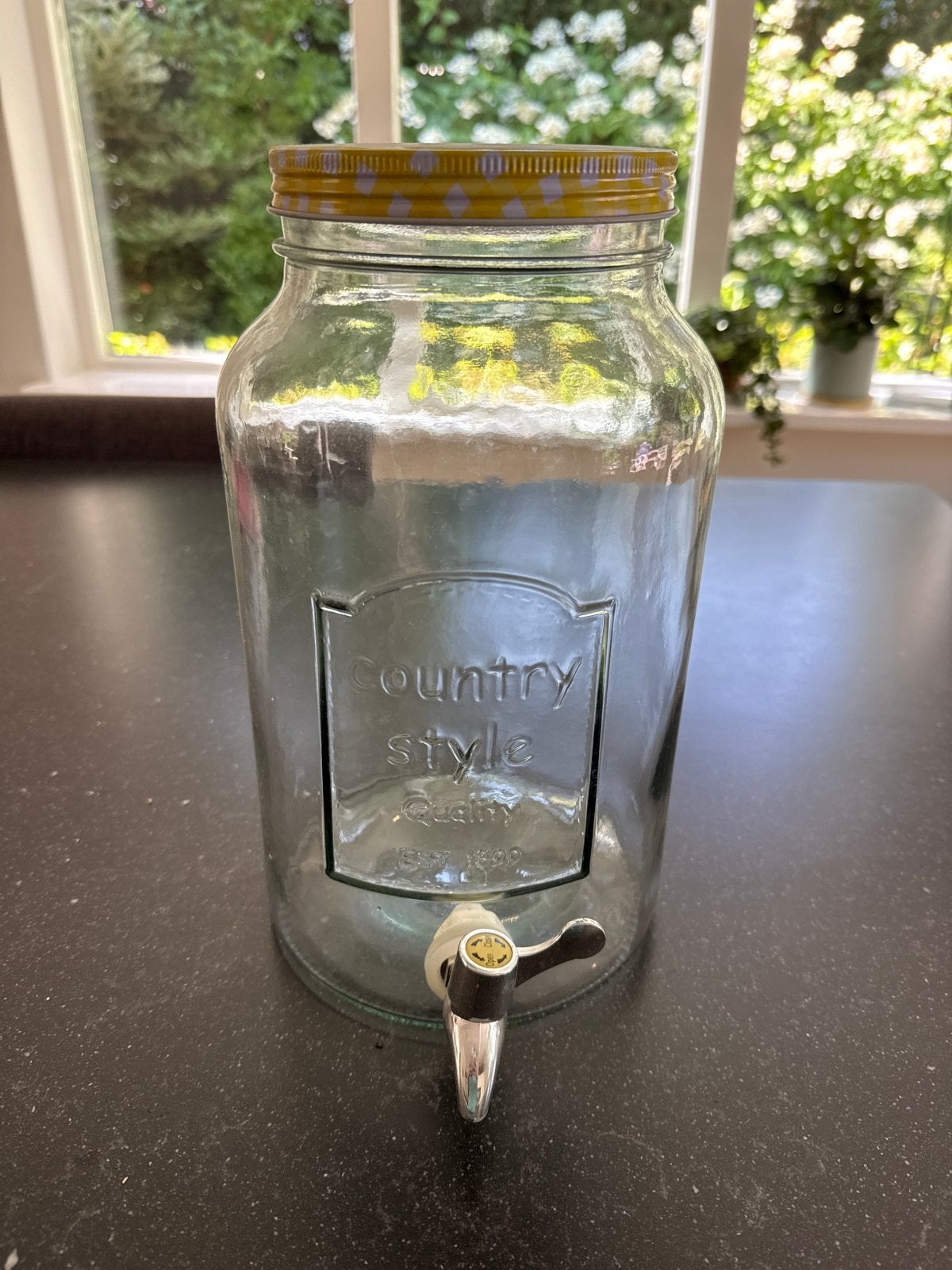 Glazen drankdispenser 31cm hoog met kraantje, Ophalen, Met deksel, Pot of Kruik, Overige vormen