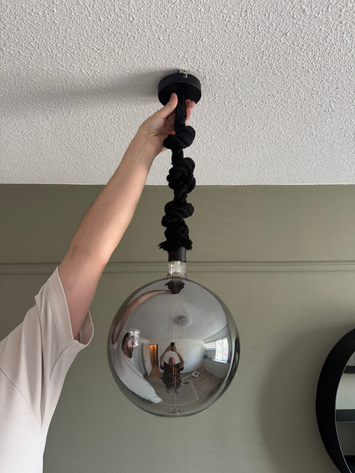 Hanglamp grote glazen bol met smoke glas, Ophalen of Verzenden, Gebruikt, Glas