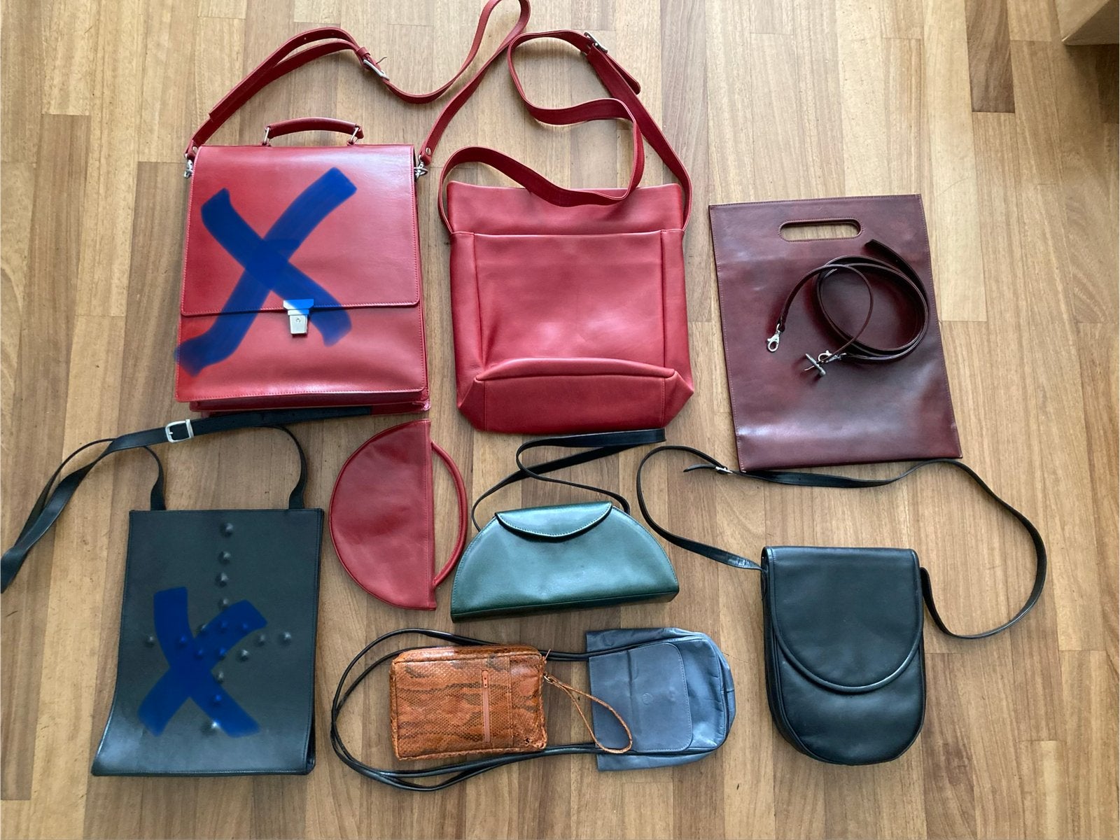 Partij leren tassen (25), Sieraden, Tassen en Uiterlijk, Tassen | Damestassen, Ophalen of Verzenden, Zo goed als nieuw, Overige kleuren