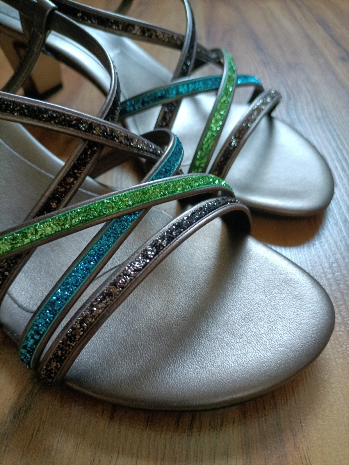 Prachtige Rapisardi sandalen met hak en glitterbandjes nieuw, Overige kleuren, Nieuw, NR Rapisardi, Sandalen of Muiltjes