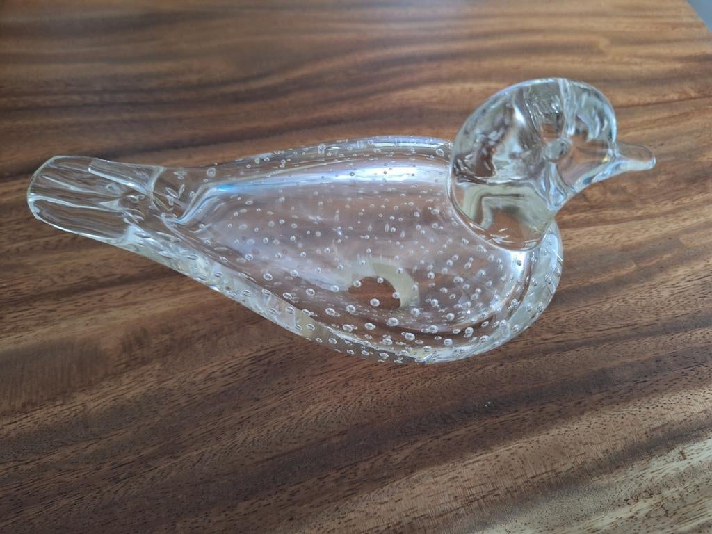 Vintage Glazen Vogel / eend. Deco Figuur met Bubbeltjes, Ophalen of Verzenden