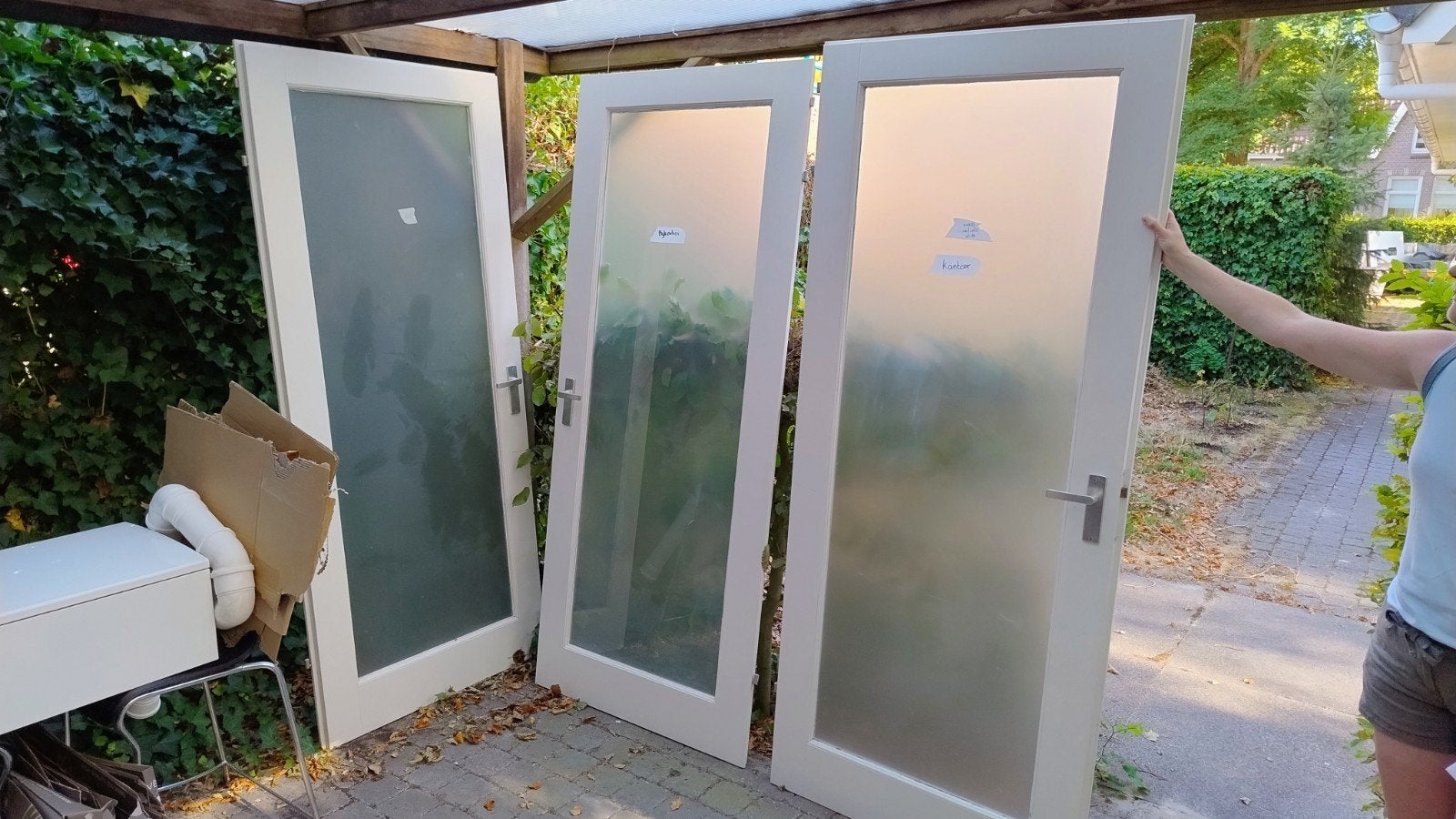 3 opdek Binnendeuren 88x211,5 met mat glas, Ophalen