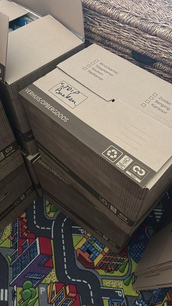 Verhuisdoos vol stripboeken, Ophalen