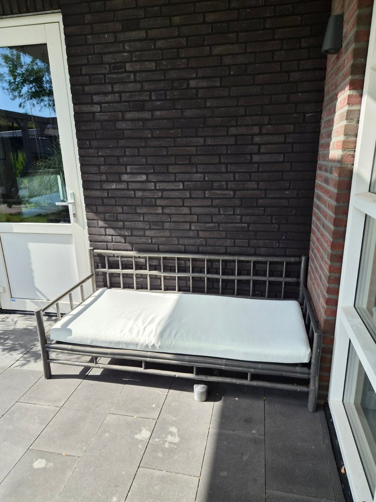 Gratis Bamboe bankje met kussen, Ophalen, Gebruikt, 150 tot 200 cm, Tweepersoons