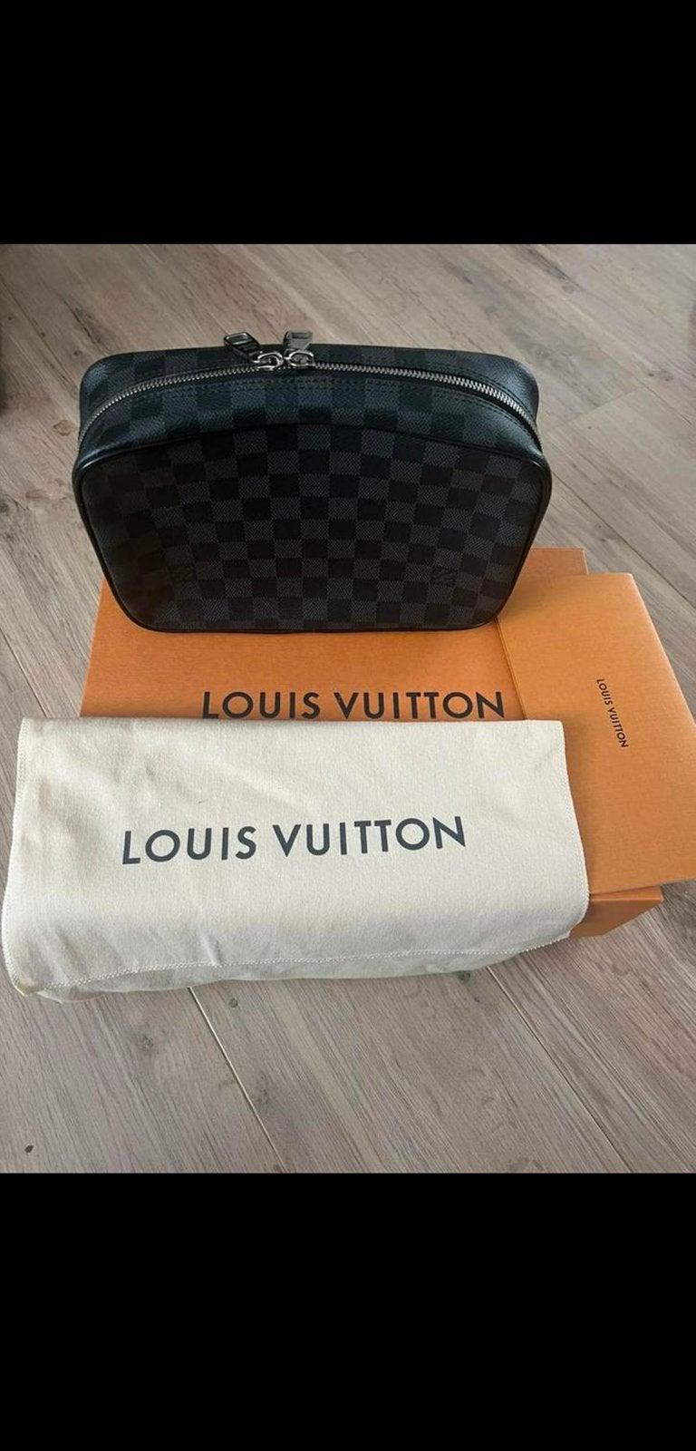 Louis Vuitton toilettas GM Reistas Damier, Ophalen of Verzenden, Zo goed als nieuw, Zwart