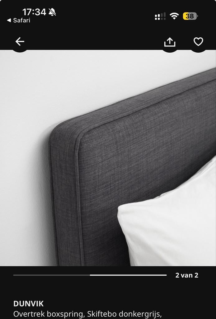 IKEA Dunvik SKIFTEBO boxspring hoes compleet 180x200, Huis en Inrichting, Ophalen, Gebruikt, Tweepersoons, 180 cm