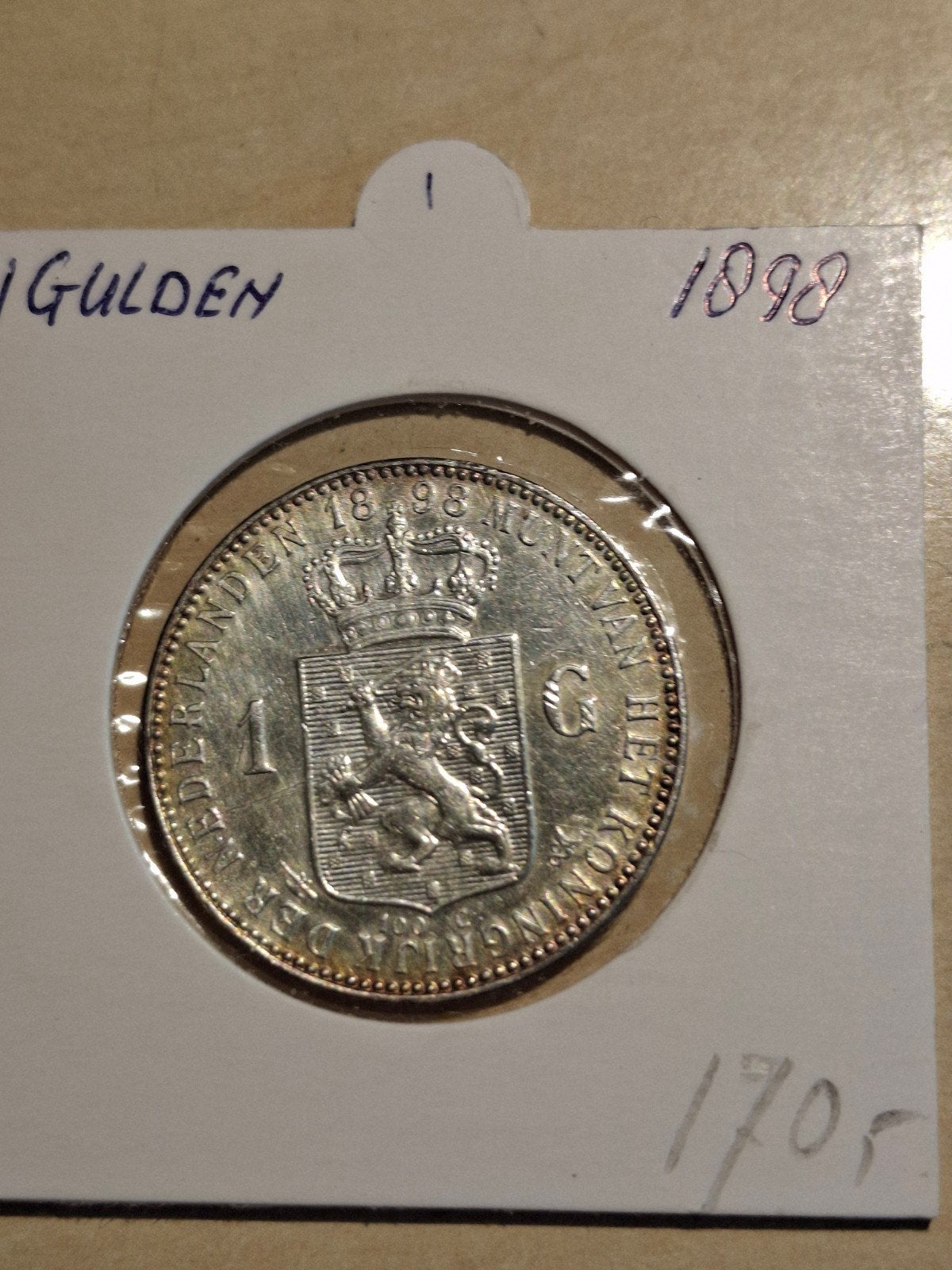 Zilveren Gulden 1898 Wilhelmina - Zeldzaam en Zeer Fraai, Postzegels en Munten, Munten | Nederland, 1 gulden, Zilver, Ophalen of Verzenden