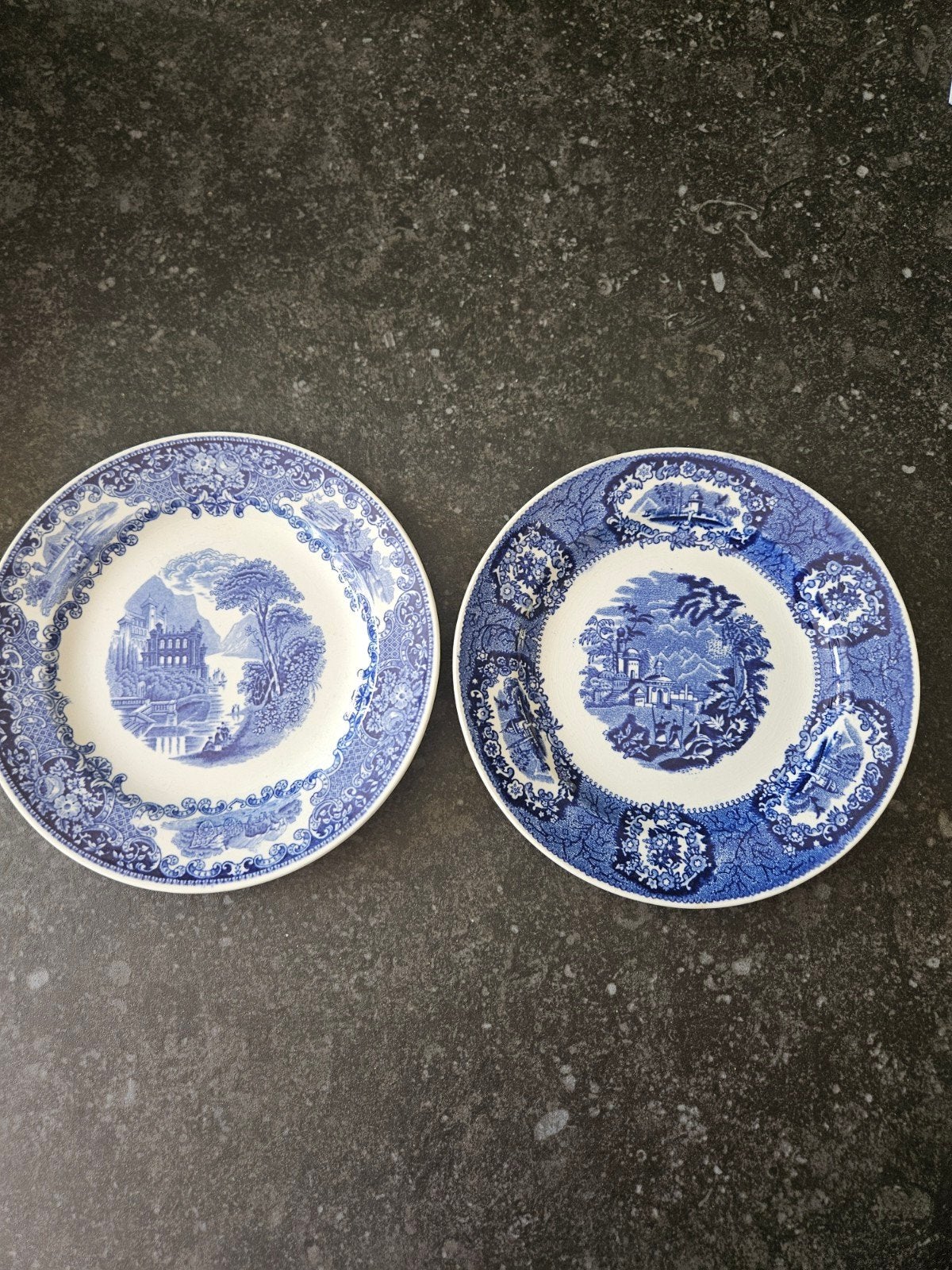 2 Oude Wandborden - Blauw en Wit Decor - 21 cm, Ophalen of Verzenden