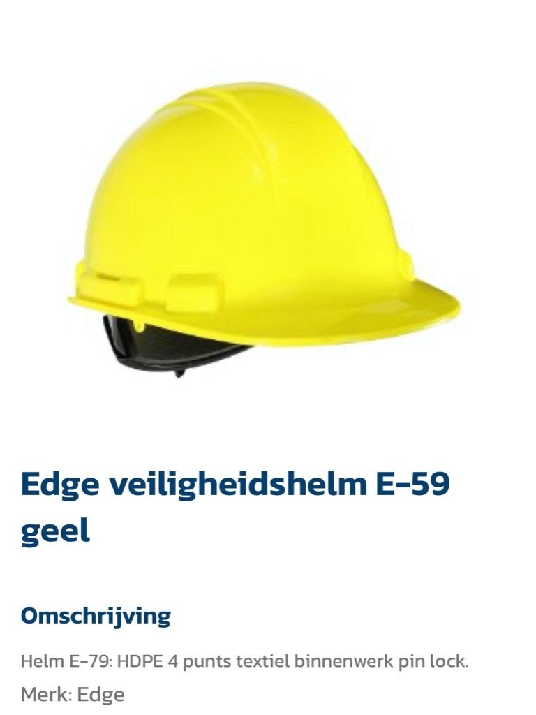 Edge Veiligheidshelm E-59 Geel - Nieuw - nooit gebruikt, Ophalen of Verzenden, Nieuw