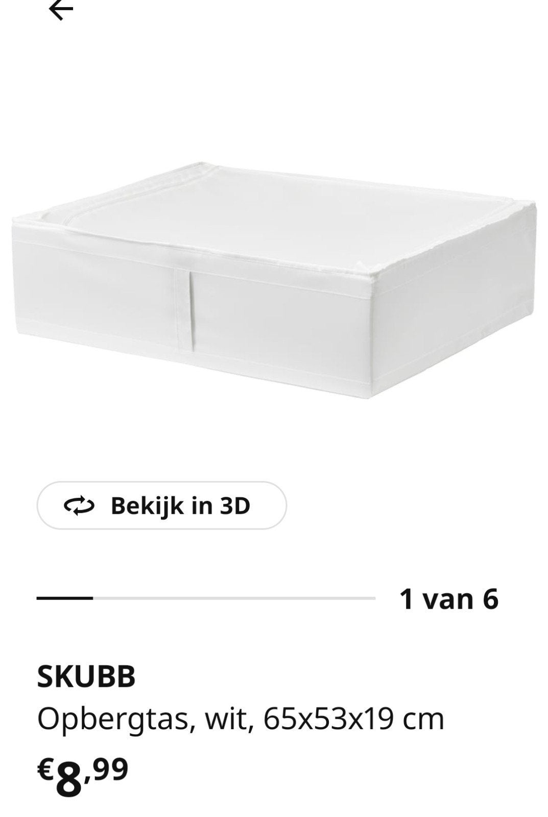 SKUBB Opbergtas wit 65x53x19 cm, Kunststof, 50 tot 100 cm, Nieuw, Ophalen of Verzenden