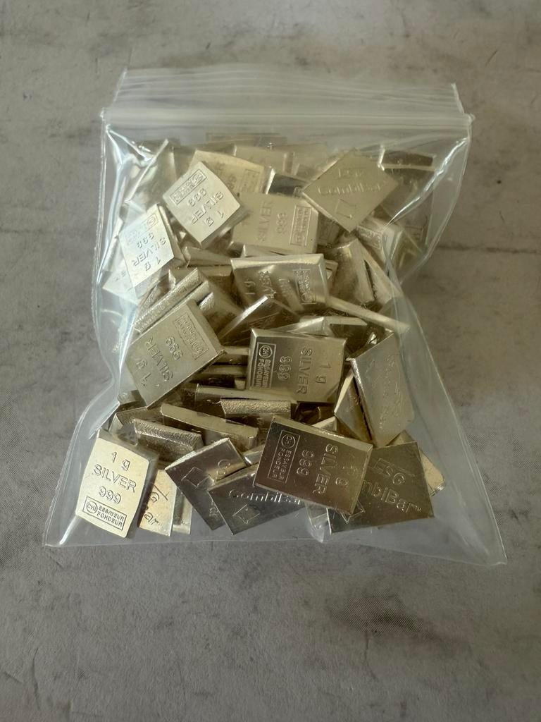 100x 1 gram zilver Valcambi / ESG / zilver 999, Postzegels en Munten, Ophalen of Verzenden, Zilver
