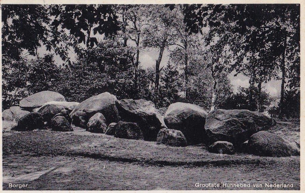 Ansichtkaart Borger - Grootste Hunnebed van Nederland, Verzamelen, Verzenden, 1920 tot 1940, Gelopen, Drenthe