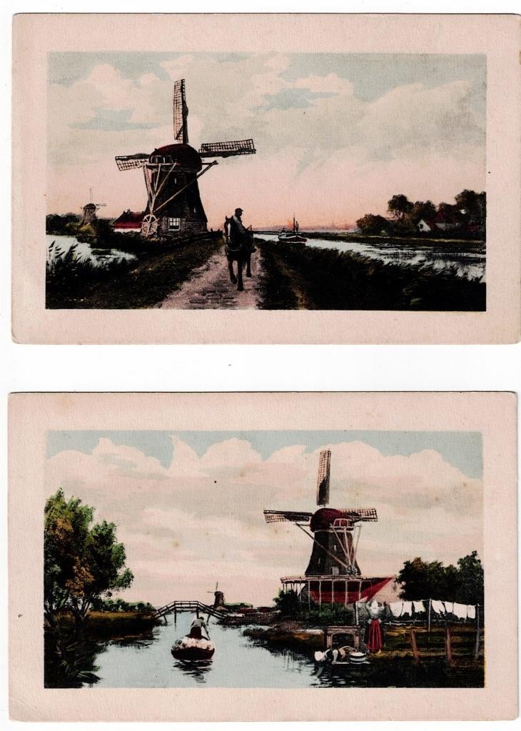 Partij van 4 prachtige kaarten met Molens (boot)., Ophalen of Verzenden, 1980 tot heden, Ongelopen, Zuid-Holland