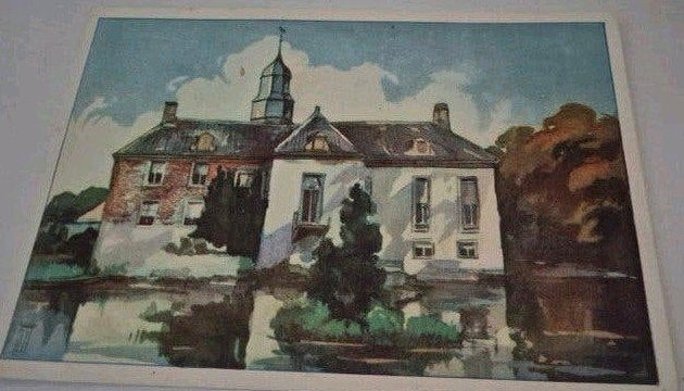 Verzamelplaat prent Fraeylemaborg Slochteren Groningen, Ophalen of Verzenden, Zo goed als nieuw, Gebouw, Prent