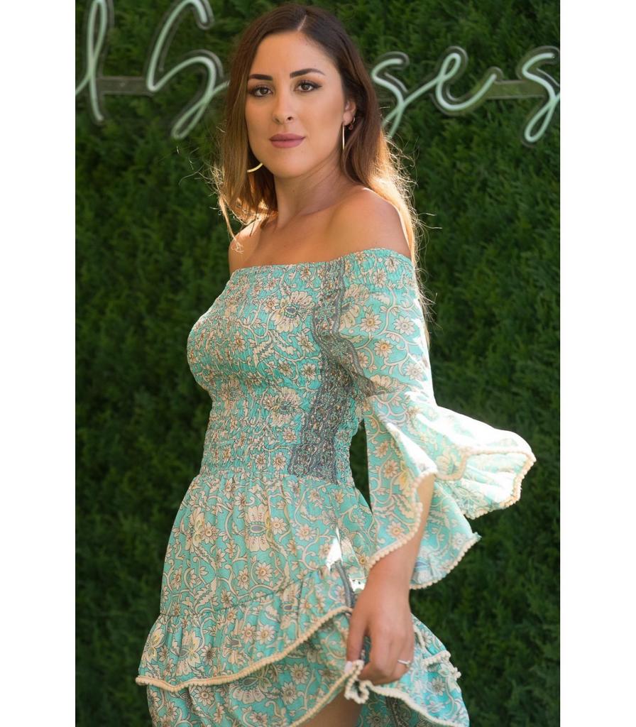 Ibiza Jurk Mintgroen Goud - Maat L (40) Boho Stijl, Ophalen of Verzenden, Nieuw, Maat 42/44 (L), Groen