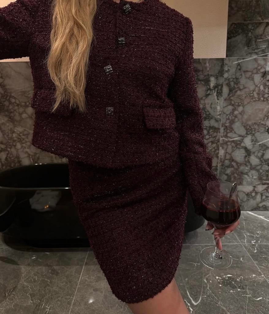Co’couture Peach minirok | Maat L/40 | Bordeauxrood, Verzenden, Maat 42/44 (L), Nieuw, Boven de knie