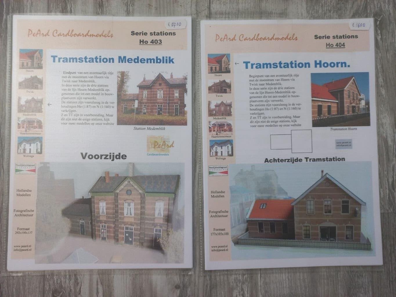 Cardboard Models 2x tramstations Hoorn, Medemblik bouwplaat, Overige merken, Gelijkstroom of Wisselstroom, Brug, Tunnel of Gebouw