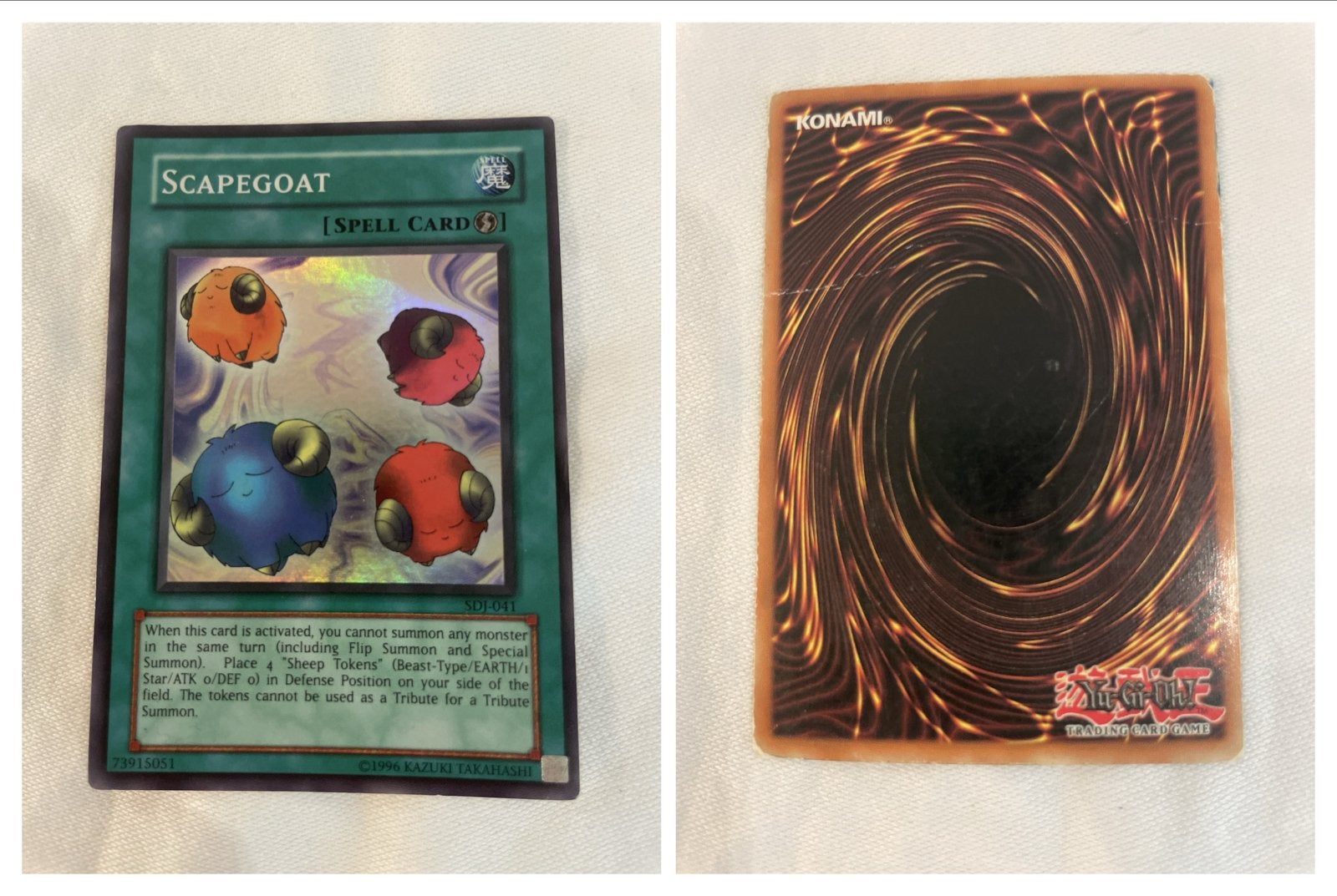 Yu-Gi-Oh! Scapegoat Spell Card SDJ-041, Ophalen of Verzenden, Gebruikt, Losse kaart, Foil