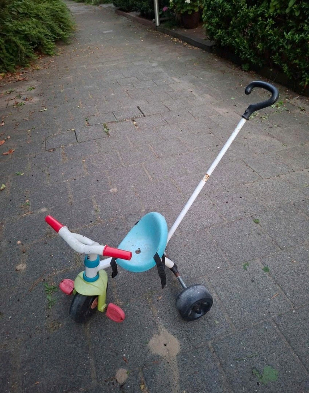 Kinder driewieler met duwstang, Ophalen, Gebruikt, Onbekend, Duwstang