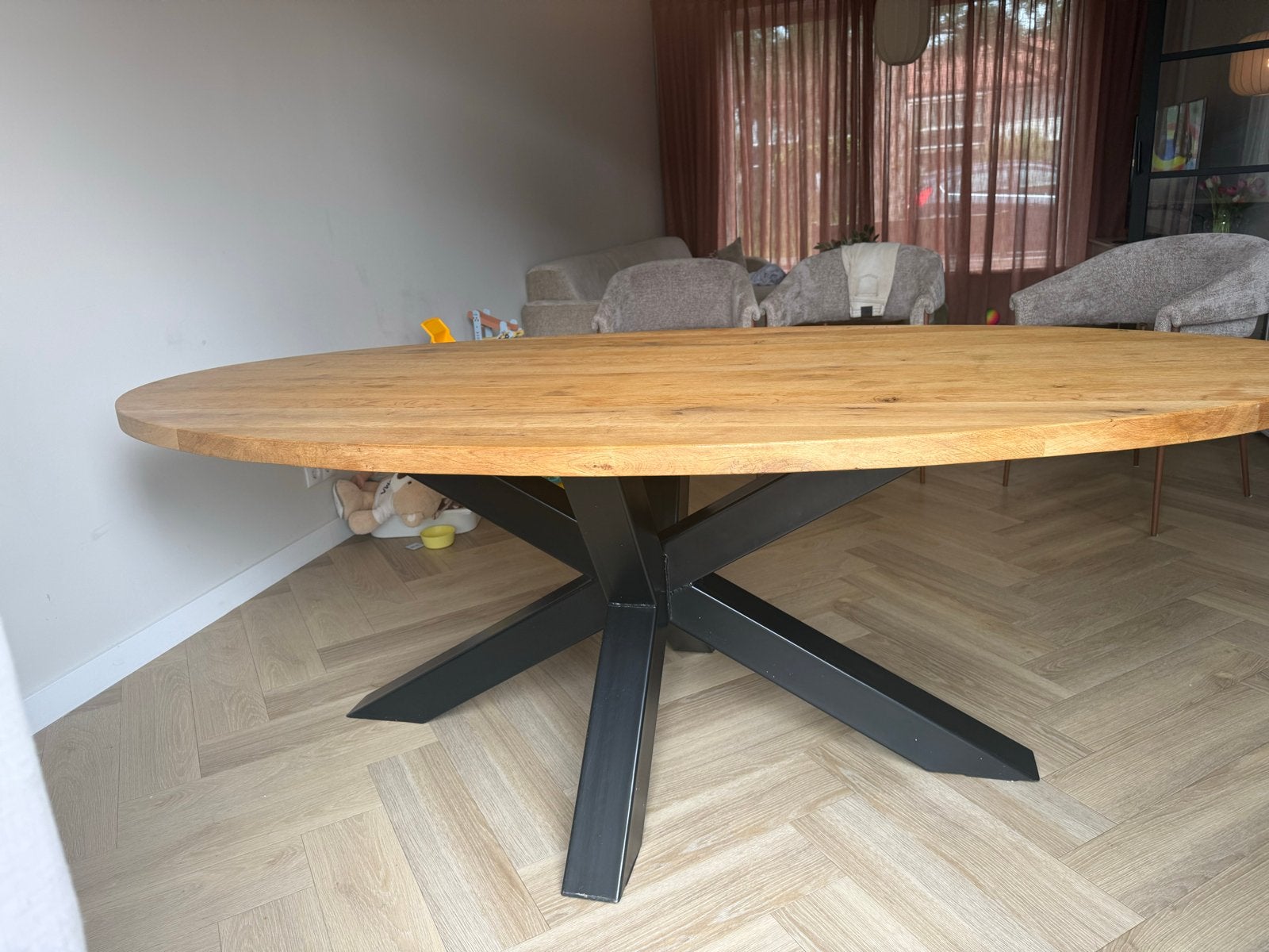 Mango eettafel – ovaal – 6 personen, Ophalen, 100 tot 150 cm, Eikenhout, 200 cm of meer