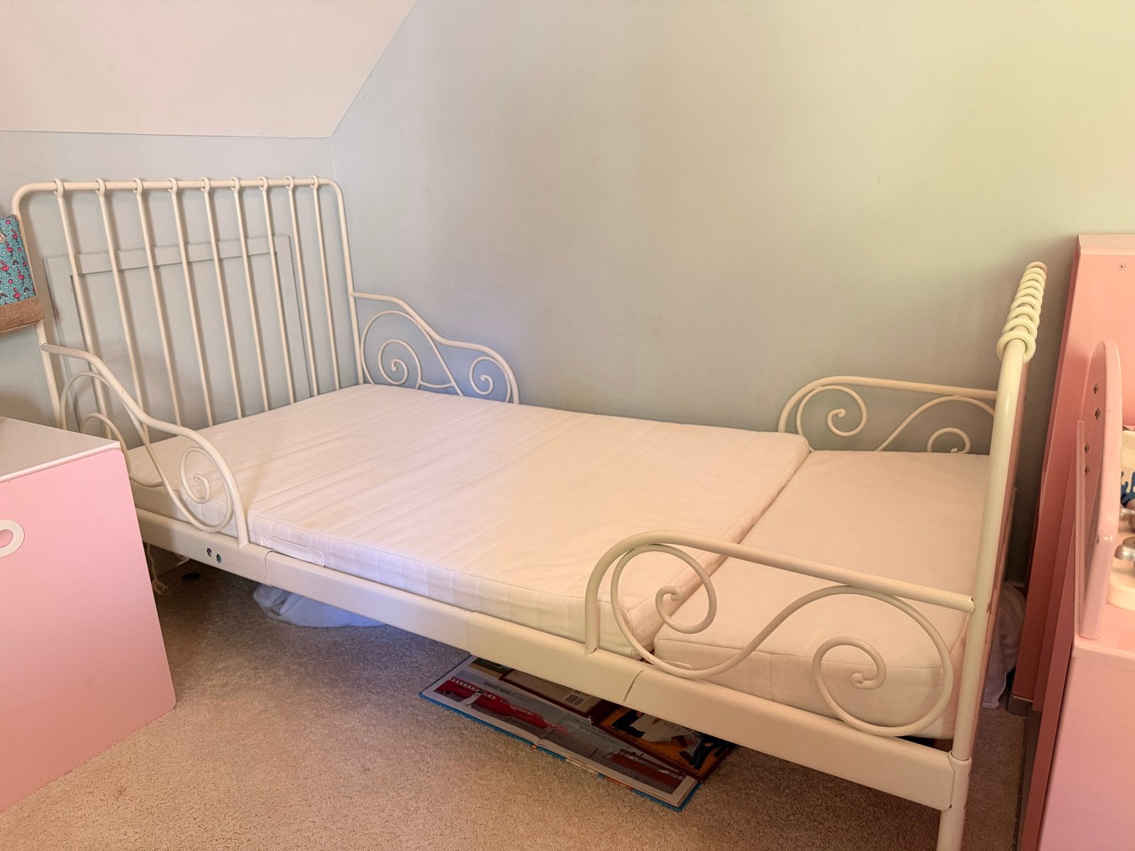 Peuterbed met wasbare matrashoes, Ophalen, Gebruikt, Wit, 190 cm of minder