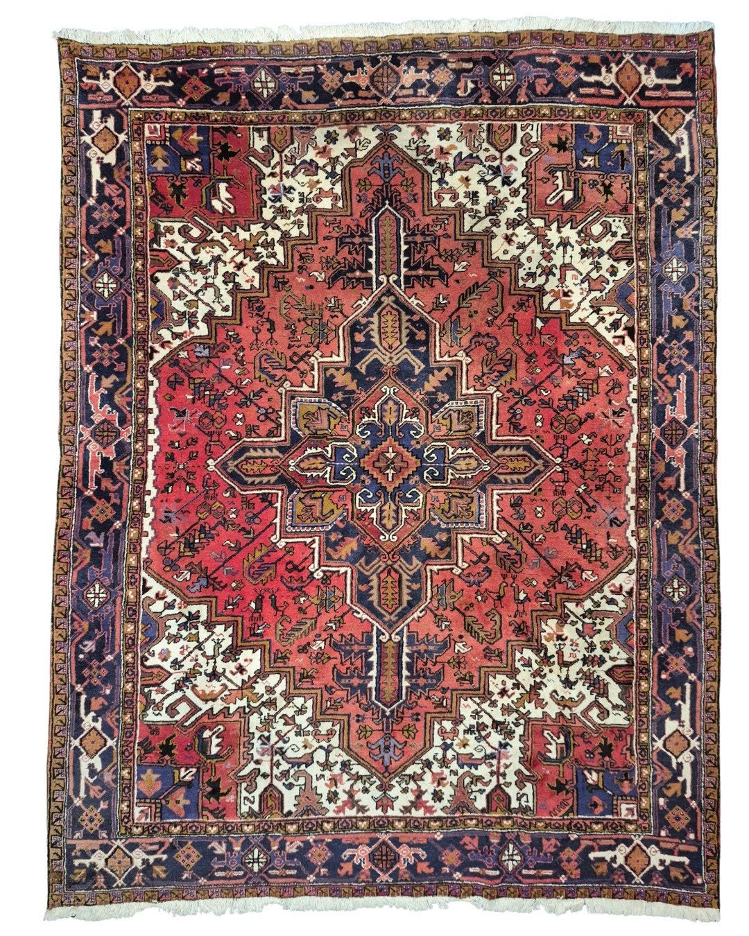 Groot Perzisch tapijt Heriz 250x350 wollen vloerkeed Iran, 1185VB, Info@rugsandcarpets.nl, Blauw, De handelmaatschappij