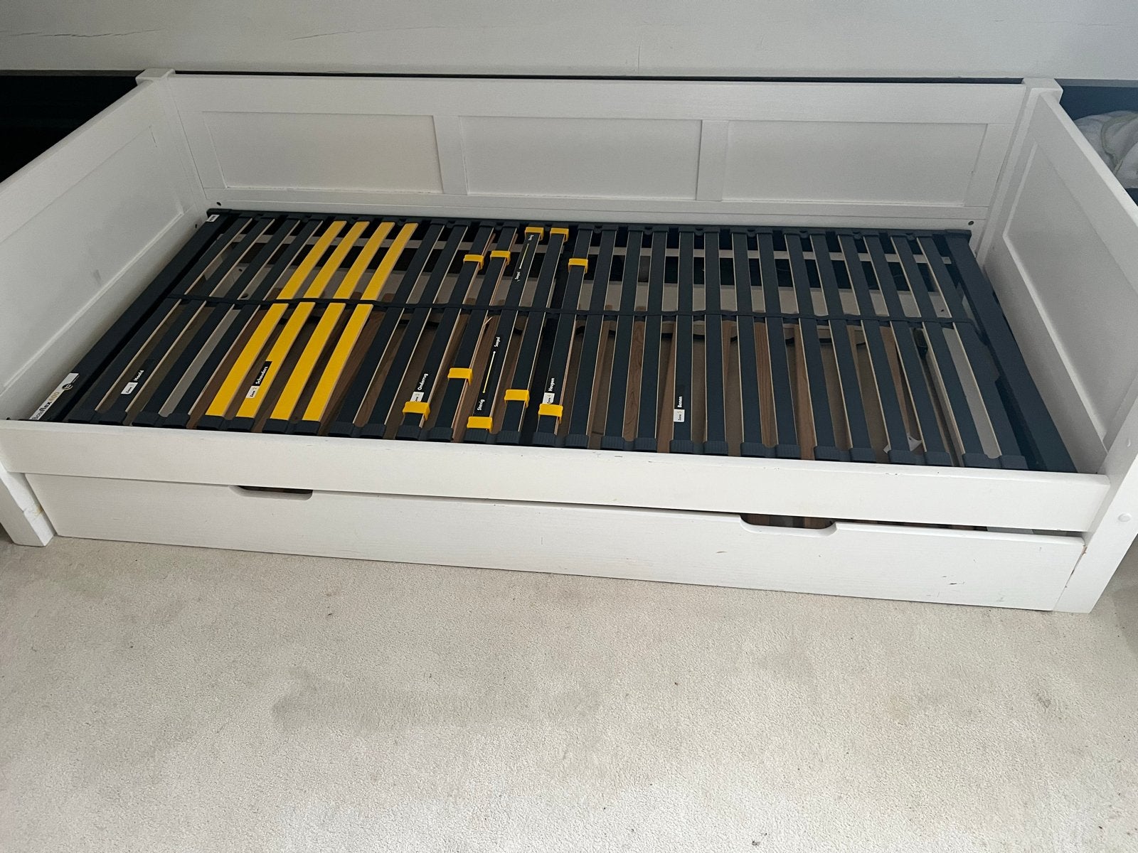 Gratis af te halen - Wit eenpersoonsbed met lades, Ophalen, Gebruikt, 90 cm, Eenpersoons