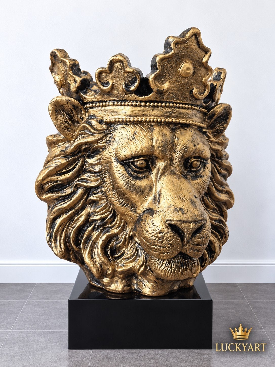 Bloempot Leeuw Antiek Goud 40 cm – Polyester Beeld – €60, Ophalen, Nieuw, Kunststof