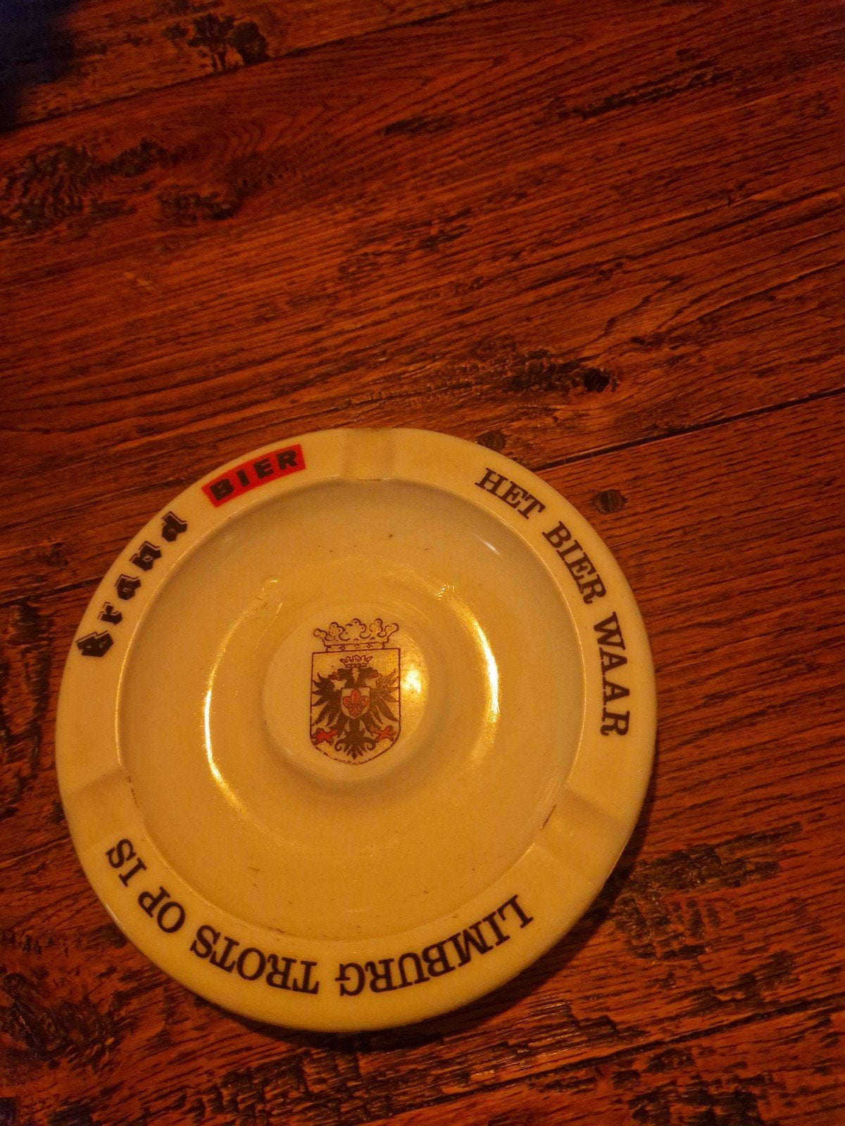 Vintage Brand Bier Asbak - Het Bier Waar Limburg Trots Op Is, Ophalen, Gebruikt, Overige typen, Brand
