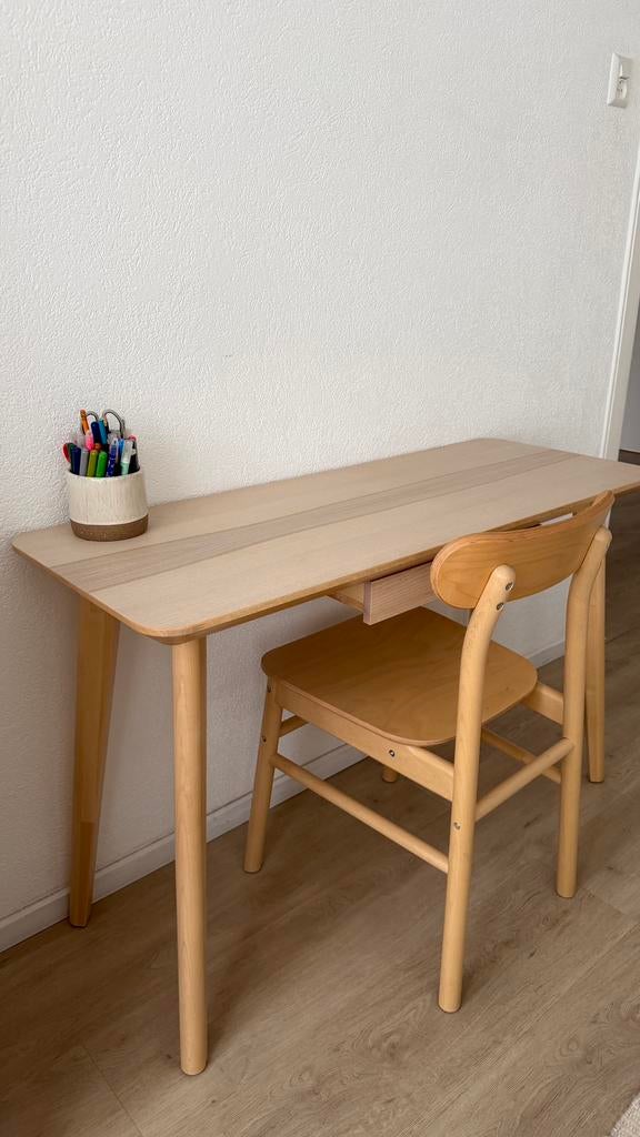 Bureau lade + stoel 118x45  ikea lisabo in hele goede staat, Ophalen, Zo goed als nieuw