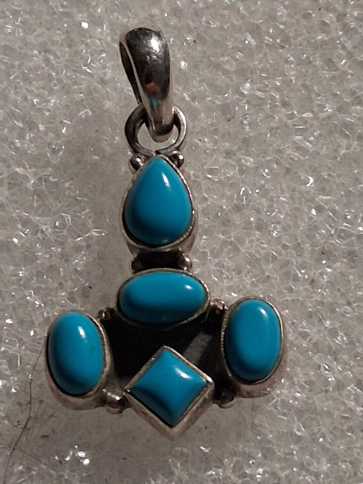 Zilveren hanger met Turkoois steen -- afmeting 4 cmz, Ophalen of Verzenden, Nieuw, Blauw, Zilver