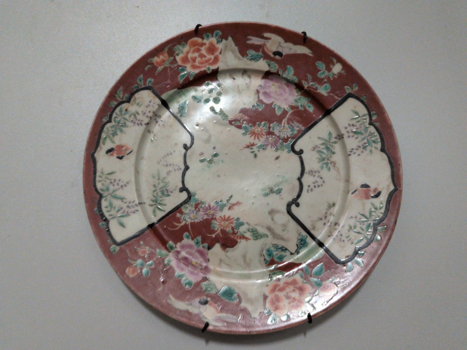 Antiek Chinees decoratief bord met bloemen en vogels, Antiek en Kunst, Ophalen