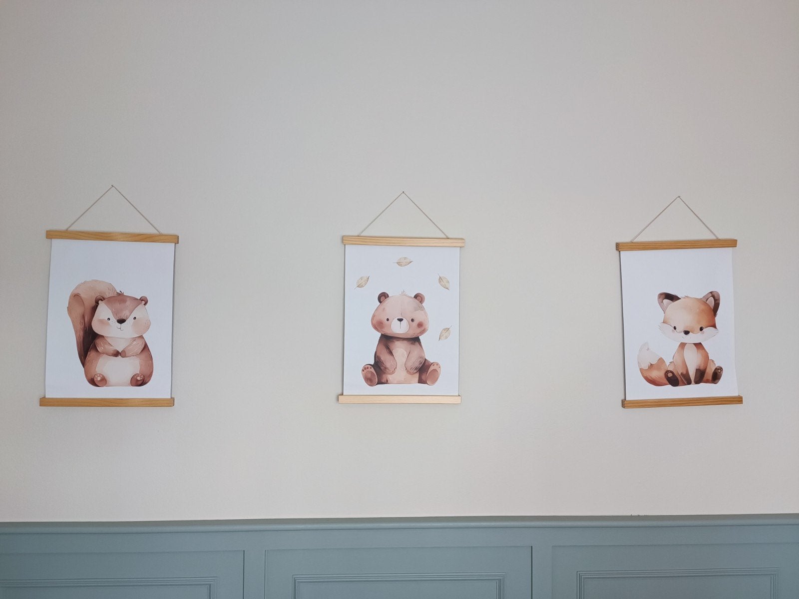 Canvas A3 posters kinderkamer incl houten posterhangers, Huis en Inrichting, Ophalen, Zo goed als nieuw, 30 cm, 42 cm