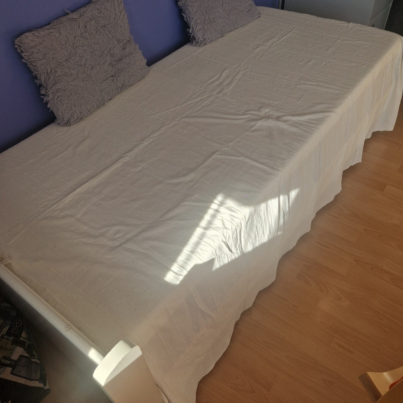 Eenpersoonsbed met Emma matras en Auping bedbodem, Ophalen, 90 cm, Eenpersoons, Wit