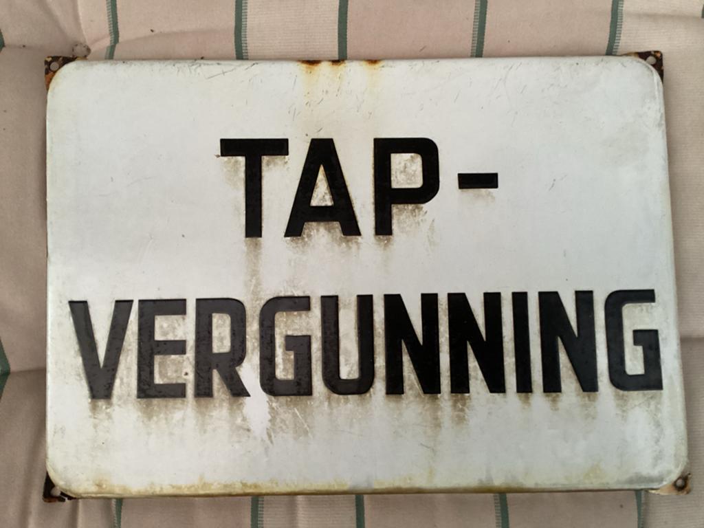 Vintage Emaille Tapvergunning Bord - Authentiek, Ophalen of Verzenden