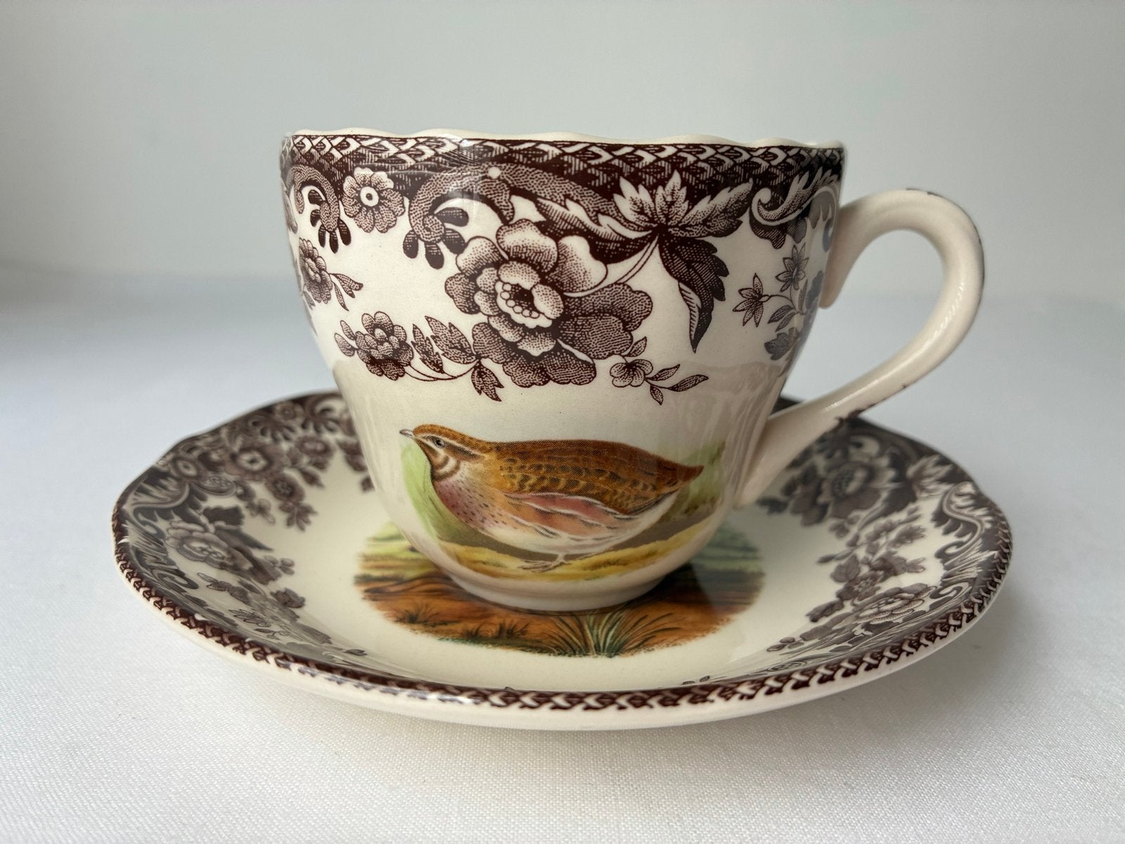 Spode Woodland Kop en Schotel - Diverse Wilddieren, Antiek en Kunst, Ophalen of Verzenden
