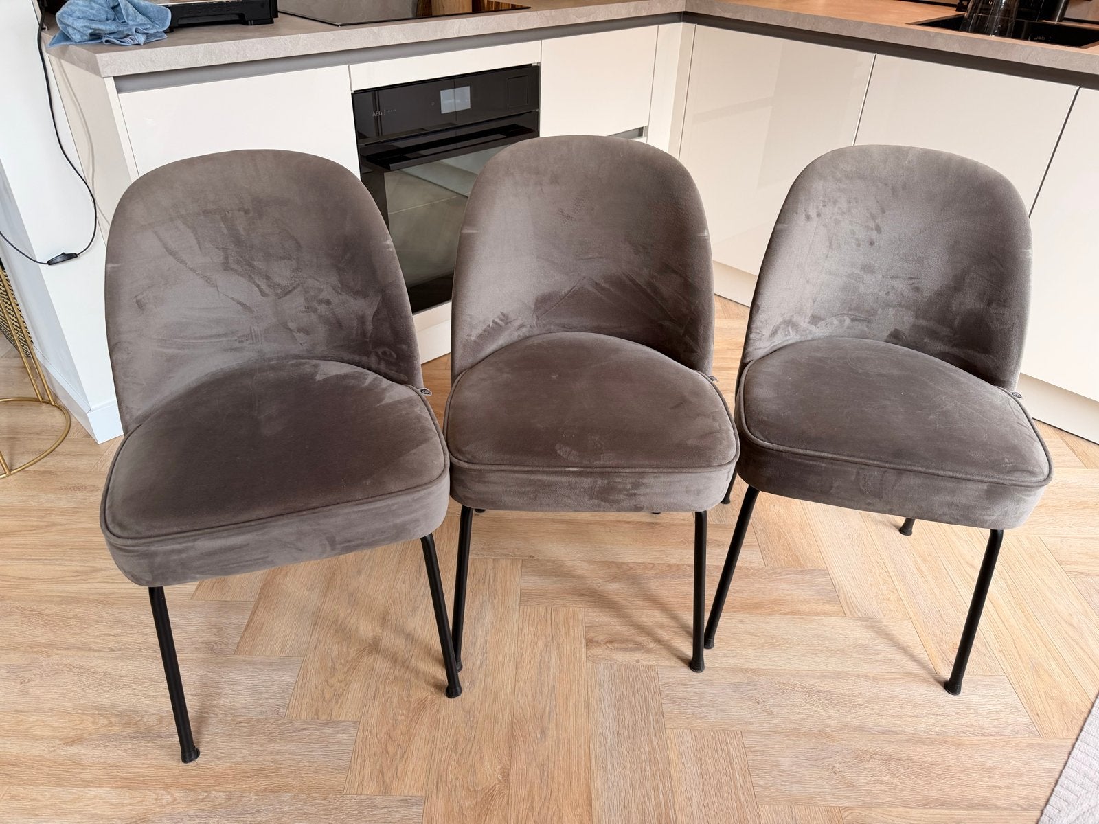 Set van 3 grijze eetkamerstoelen - Be Pure Home, Ophalen, Gebruikt, Drie, Stof
