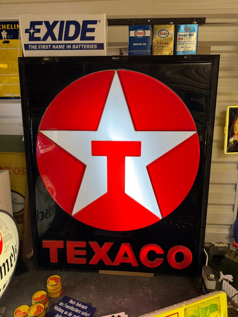 Vintage Texaco Lichtbak - Verlicht Reclamebord, Ophalen, Gebruikt, ., Lichtbak of (neon) lamp