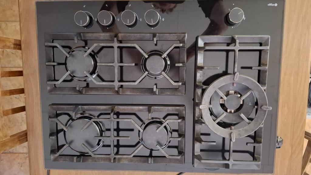 5 pits gaskookplaat op glas, Witgoed en Apparatuur, Kookplaten, Ophalen, Gebruikt, Inbouw, Gas
