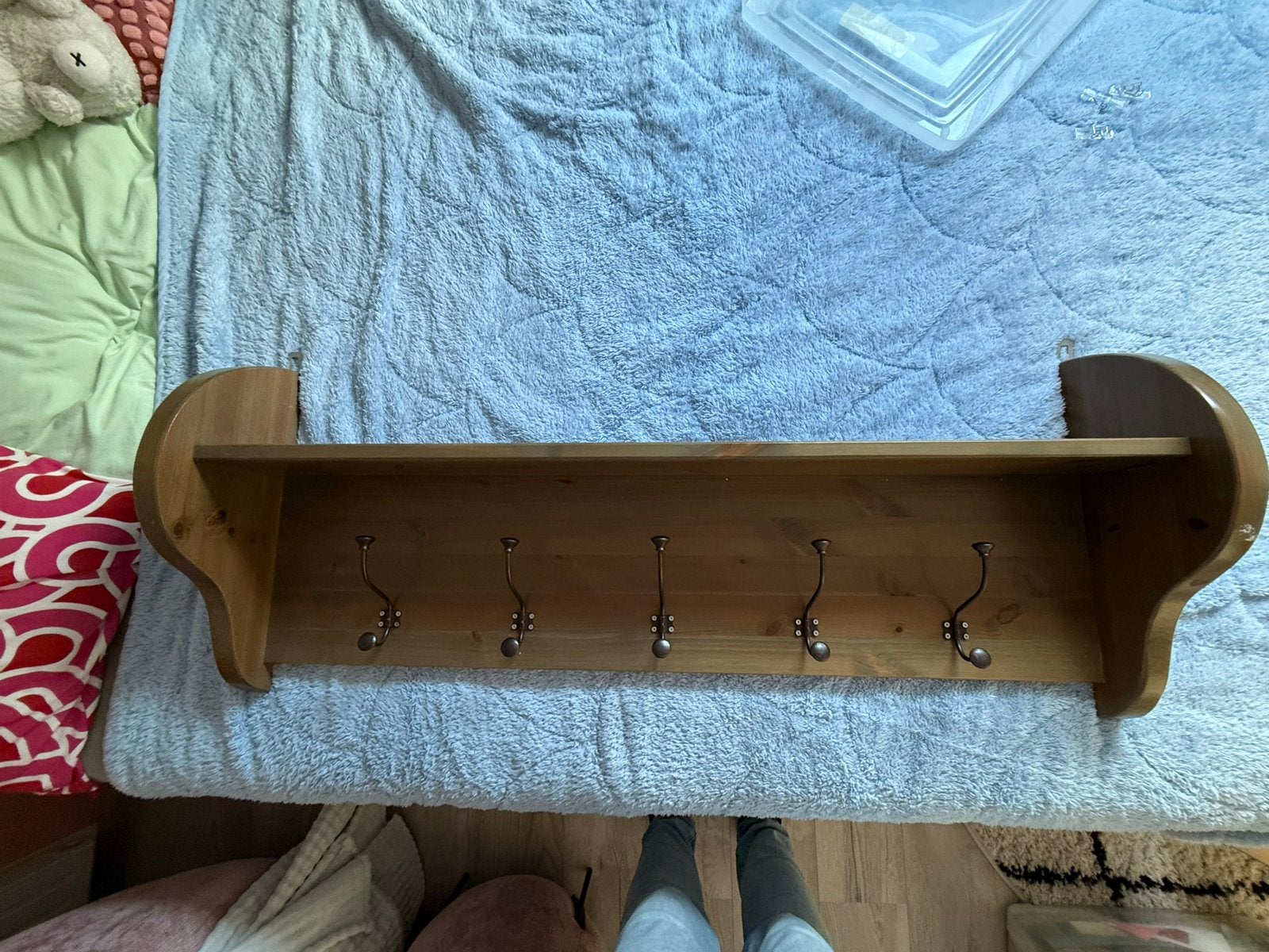 Houten wandkapstok met plank - Meubelmakerij Popke Postma, Gebruikt, Minder dan 100 cm, Hout, Ophalen