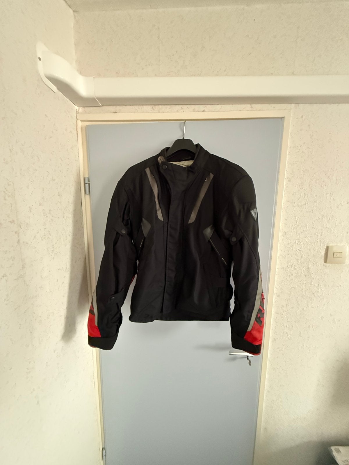 REV'IT! Motorjas - Textiel, Zwart/Rood, Maat L, Ophalen of Verzenden, Tweedehands, Dames, Jas | textiel