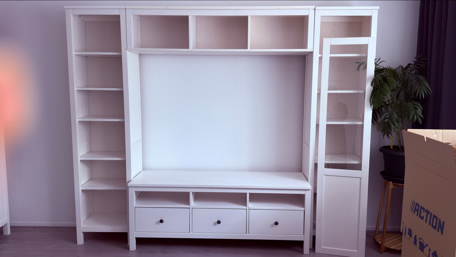 Ikea Hemnes TV-meubel set - Geschikt voor max 65 inch TV, Ophalen, Gebruikt, 200 cm of meer, 150 tot 200 cm