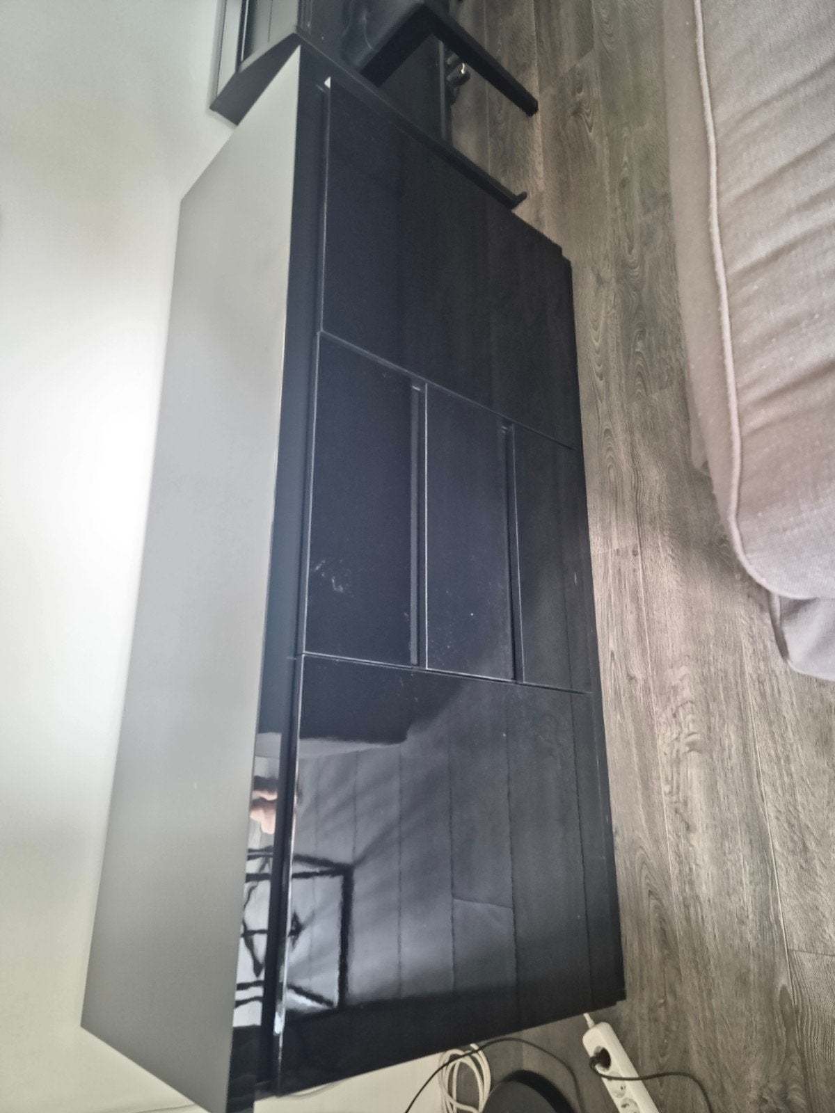 Zwart hoogglans TV-meubel / Dressoir, Overige materialen, Gebruikt, 150 tot 200 cm, Ophalen of Verzenden