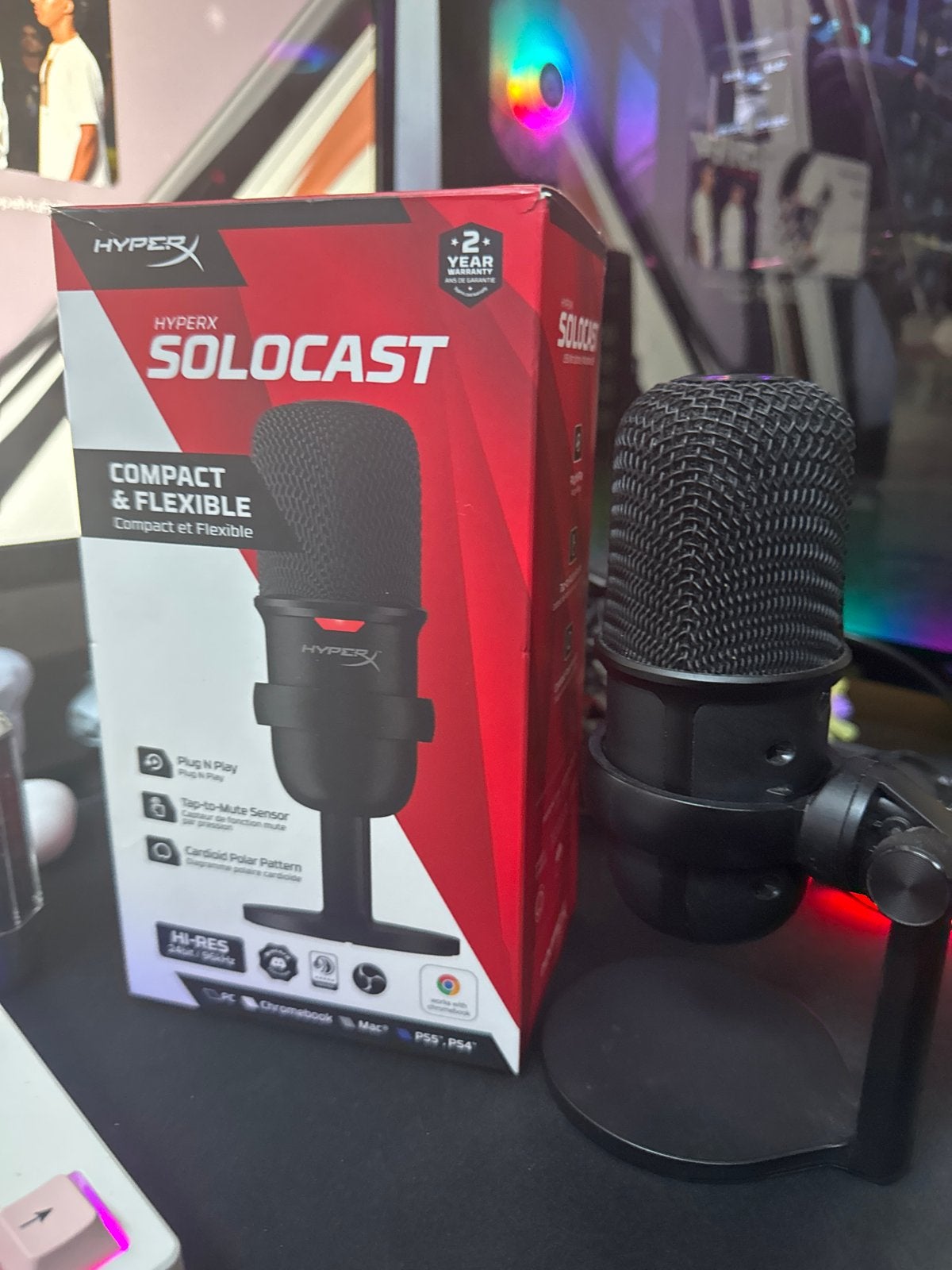 HyperX SoloCast USB Microfoon - Compact en Flexibel, Ophalen, Zo goed als nieuw, Studiomicrofoon