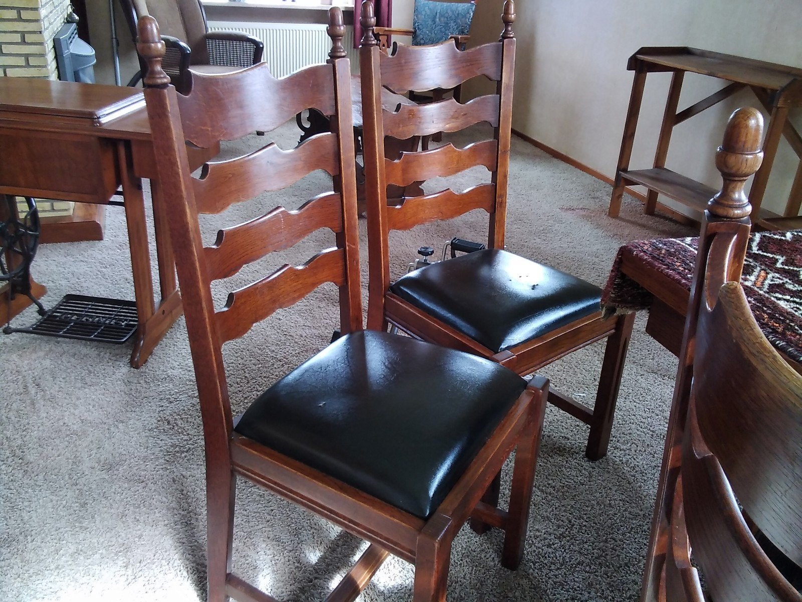 6 prima eiken stoelen, Ophalen, Gebruikt, Bruin