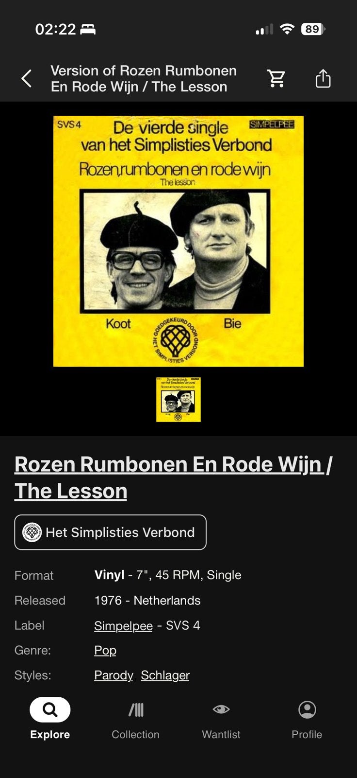 Ik zoek Rozen, rumbonen en rode wijn -Simplistisch Verbond, Ophalen of Verzenden, Zo goed als nieuw, 7 inch, Nederlandstalig