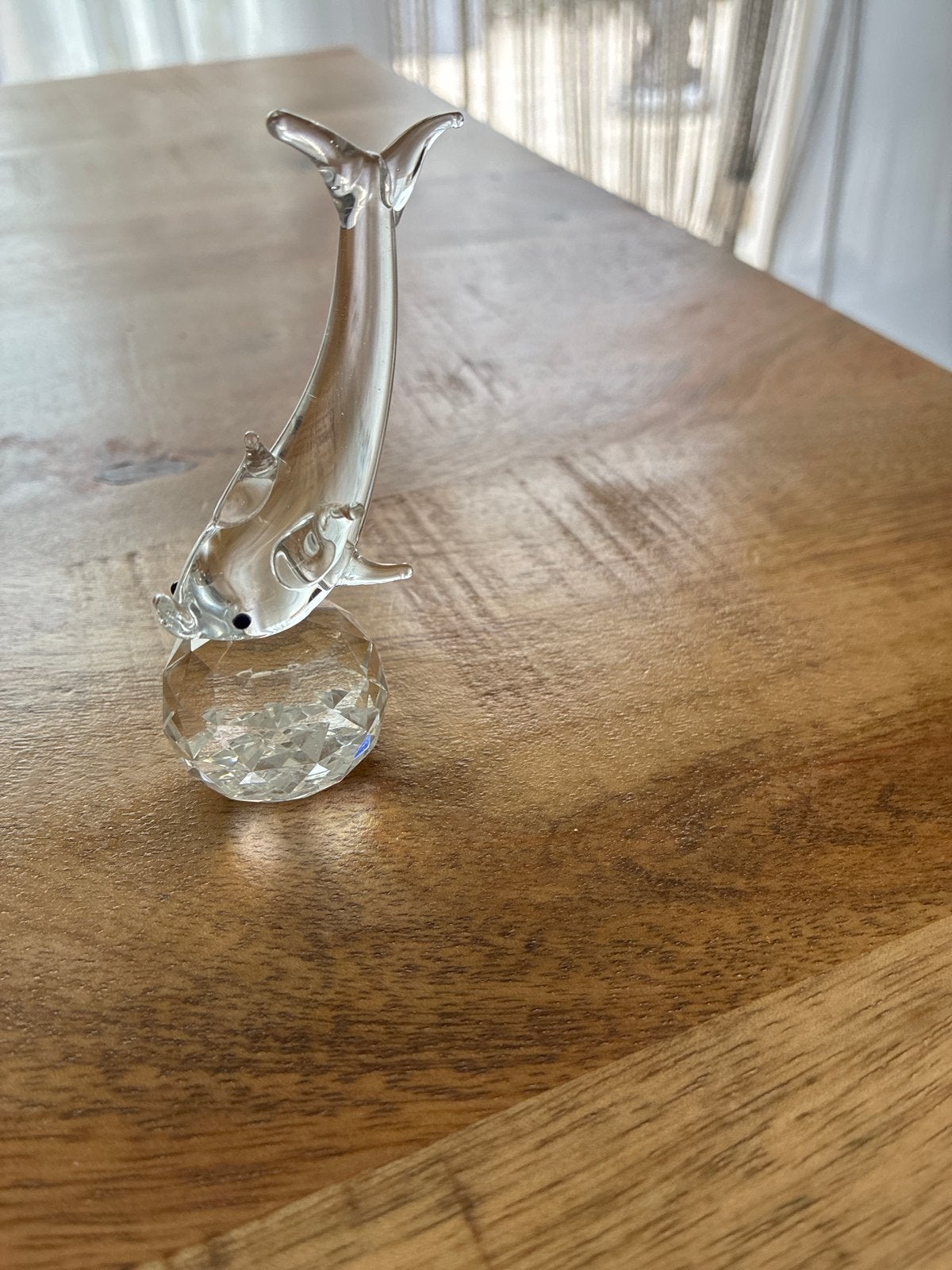 Glazen vis op kristallen bol - Decoratief object, Ophalen, Zo goed als nieuw, Modern, Wit