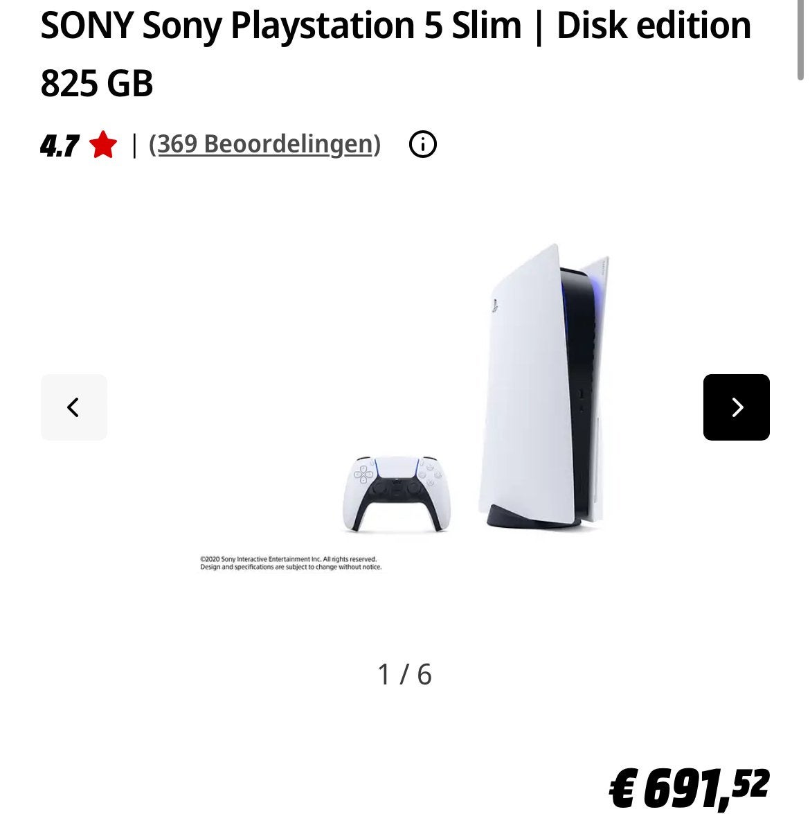 PlayStation 5 Slim Disk Edition met 2 controllers, 2 spelers, Ophalen, Zo goed als nieuw
